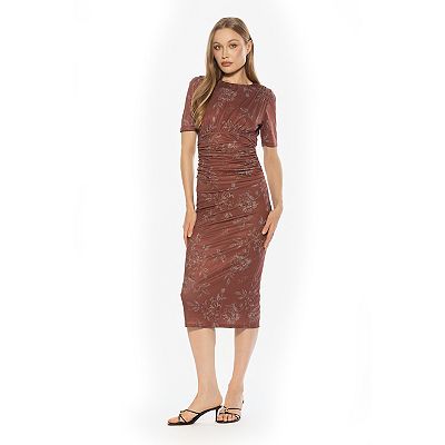 Women's ALEXIA ADMOR Keaton Draped And Ruched Midi Sheath Dress