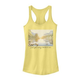 Juniors' Trendy Lake Photo "Let's Get Away From It All" Tank Top