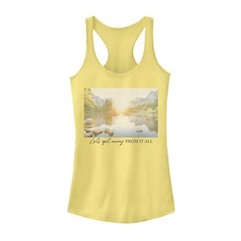 Juniors' Trendy Lake Photo "Let's Get Away From It All" Tank Top