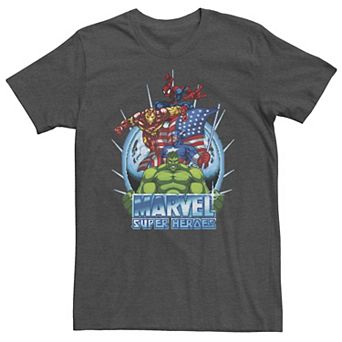 Big & Tall Marvel Avengers Super Heroes Game Action Collage Tee