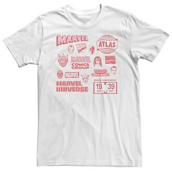 Big & Tall Marvel Vintage Logos And Heroes Mash Up Collage Tee