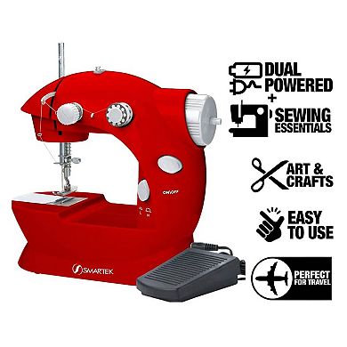 Smartek Mini Red Sewing Machine with Pedal