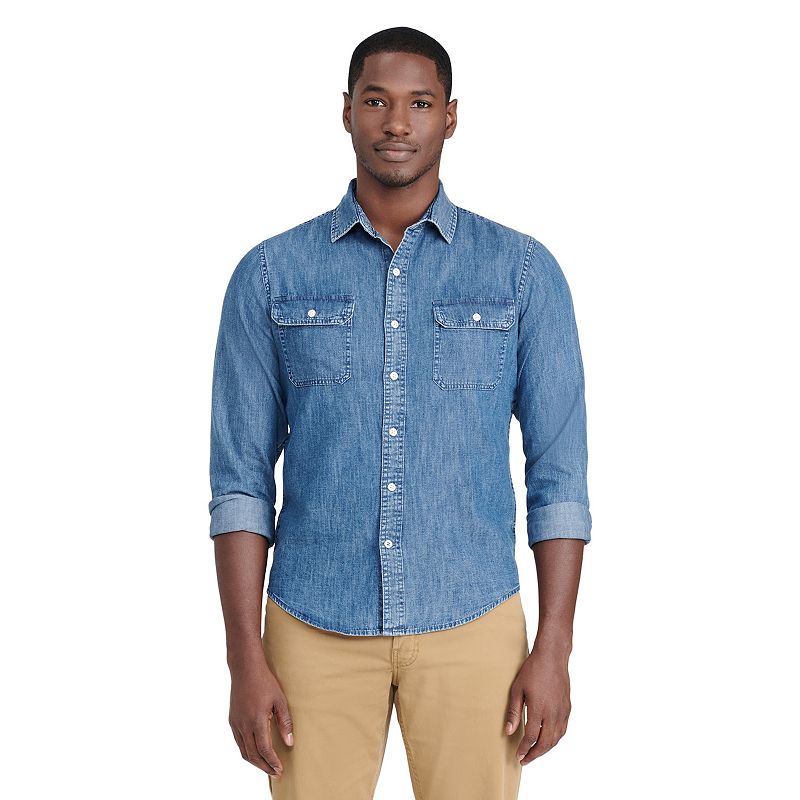 Mens IZOD Saltwater Button-Down Shirt, Size: Medium, Blue