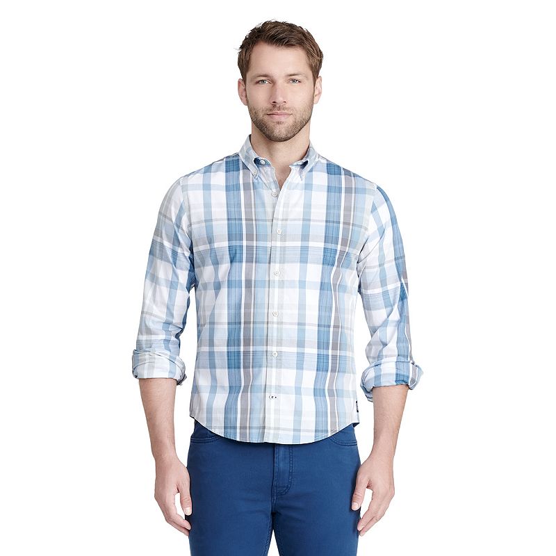 Mens IZOD Saltwater Button-Down Shirt, Size: Medium, Med Grey