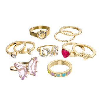 Girls Capelli 10-Pack Hearts, Love & Butterfly Rings