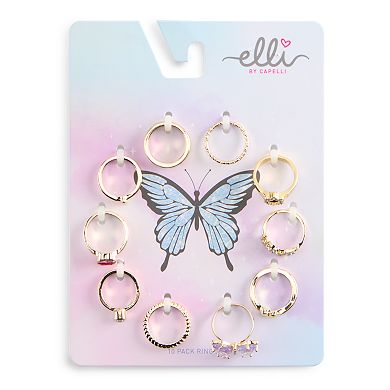 Girls Capelli 10-Pack Hearts, Love & Butterfly Rings