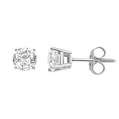 Men's Diamond Greek Key Stud Earrings 1/2 ct tw Round-cut 10K White Gold|Kay