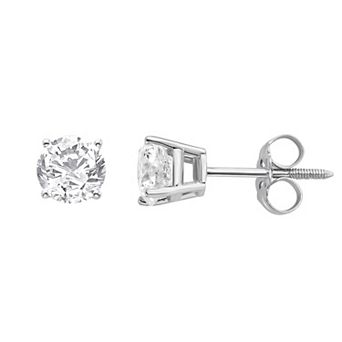 Yours and Mined 14k White Gold 1/2 Carat T.W. Round Cut GSI Certified Diamond Solitaire Stud Earrings