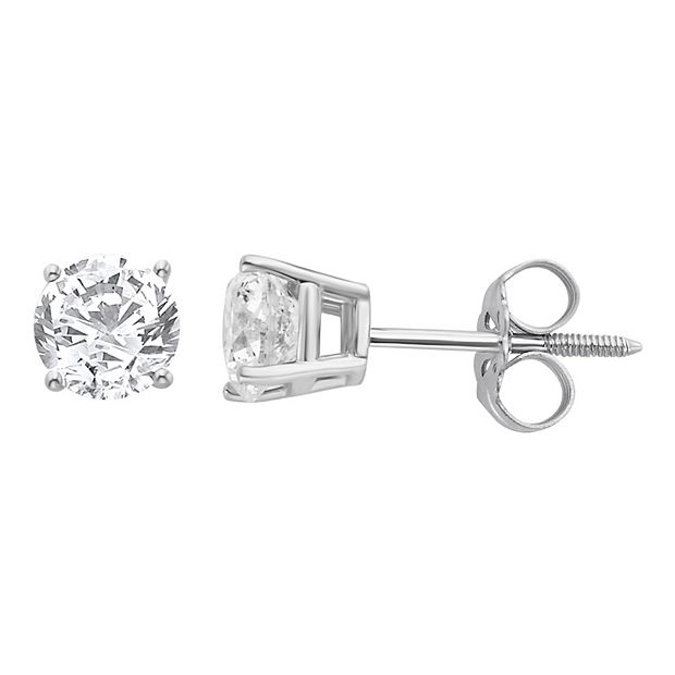 14k white gold 3/4ct round stud diamond earrings