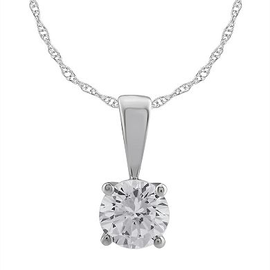 14k White Gold 1/2 Carat T.W. Round Cut GSI Certified Diamond Solitaire Pendant