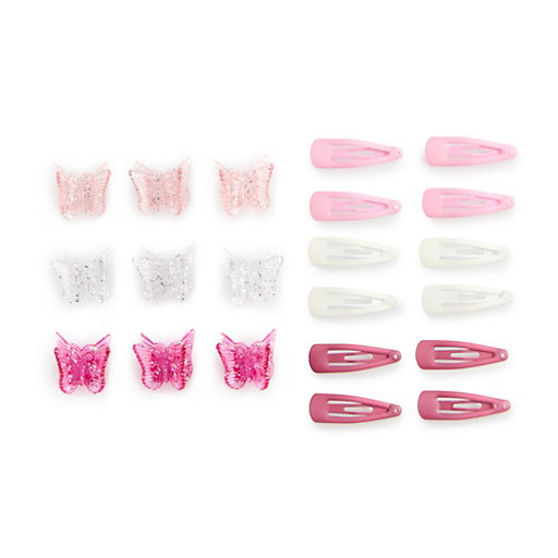 6 Concord Hair Clips Metal Clips Girls Hair Accessories Light Pink w/White Lines 