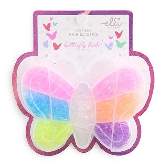 Girls Capelli Striped Elastic Ponytails & Butterfly Case