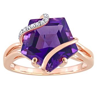 Stella Grace 18k Rose Gold Over Silver Amethyst & Diamond Accent Wrapped Ring