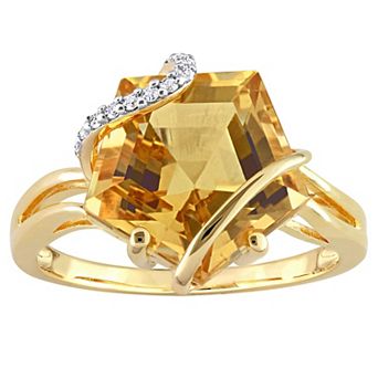 Stella Grace 18k Gold Over Silver Citrine & Diamond Accent Wrapped Ring