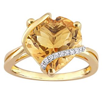 Stella Grace Citrine & Diamond Accent Heart Wrapped Ring