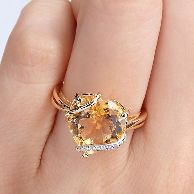 Stella Grace Citrine & Diamond Accent Heart Wrapped Ring