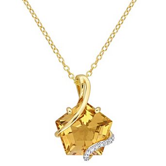 Stella Grace 18k Gold Over Silver Citrine & Diamond Accent Wrapped Pendant Necklace