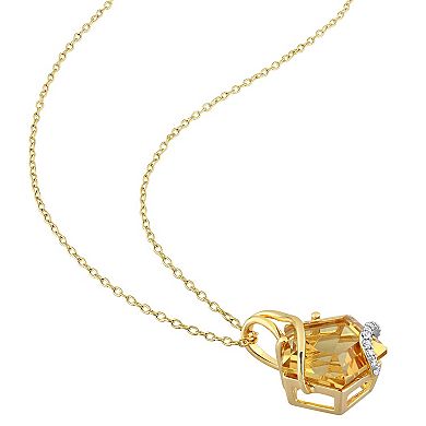 Stella Grace 18k Gold Over Silver Citrine & Diamond Accent Wrapped Pendant Necklace