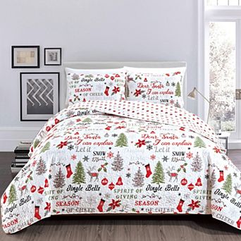 Madelinen® Carol Collection Christmas Quilt Set with Shams