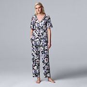 Women's Simply Vera Vera Wang Cozy Short Sleeve Pajama Top & Pajama Pants  Sleep Set