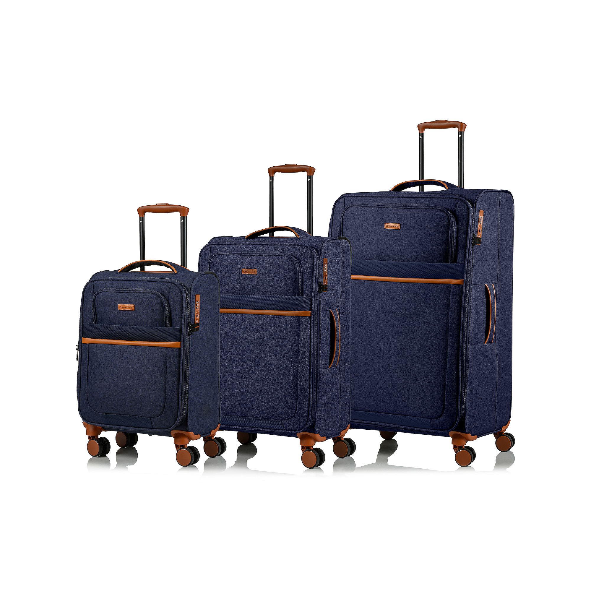 Champs Classic II Collection 3-Piece Softside Spinner Luggage Set, Blue