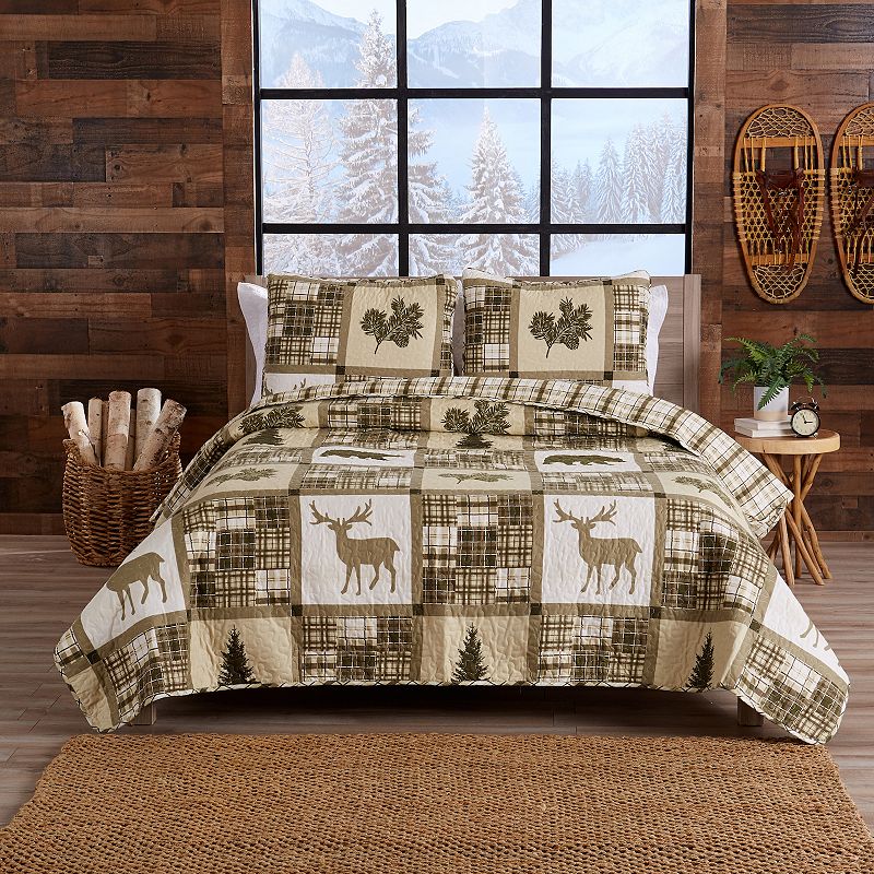 Great Bay Home Stonehurst Rustic Lodge Quilt Set with Shams, Multicolor, Ki