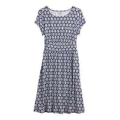 Women's Croft & Barrow® Print Cap-Sleeve Dress