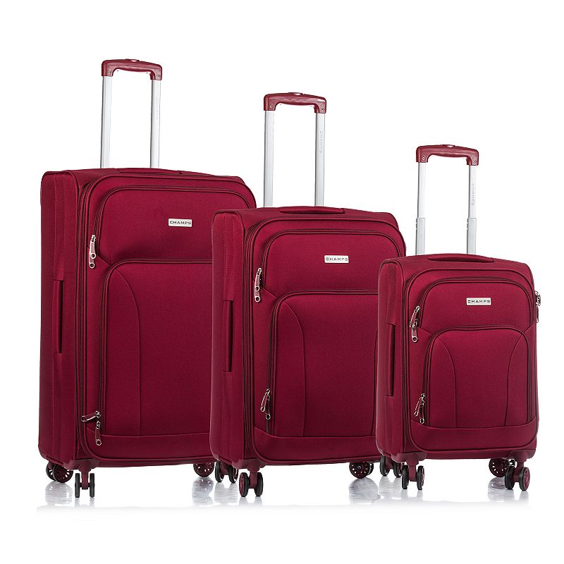 Champs Travelers Collection 3-Piece Softside Spinner Luggage Set, Red, 3 Pc
