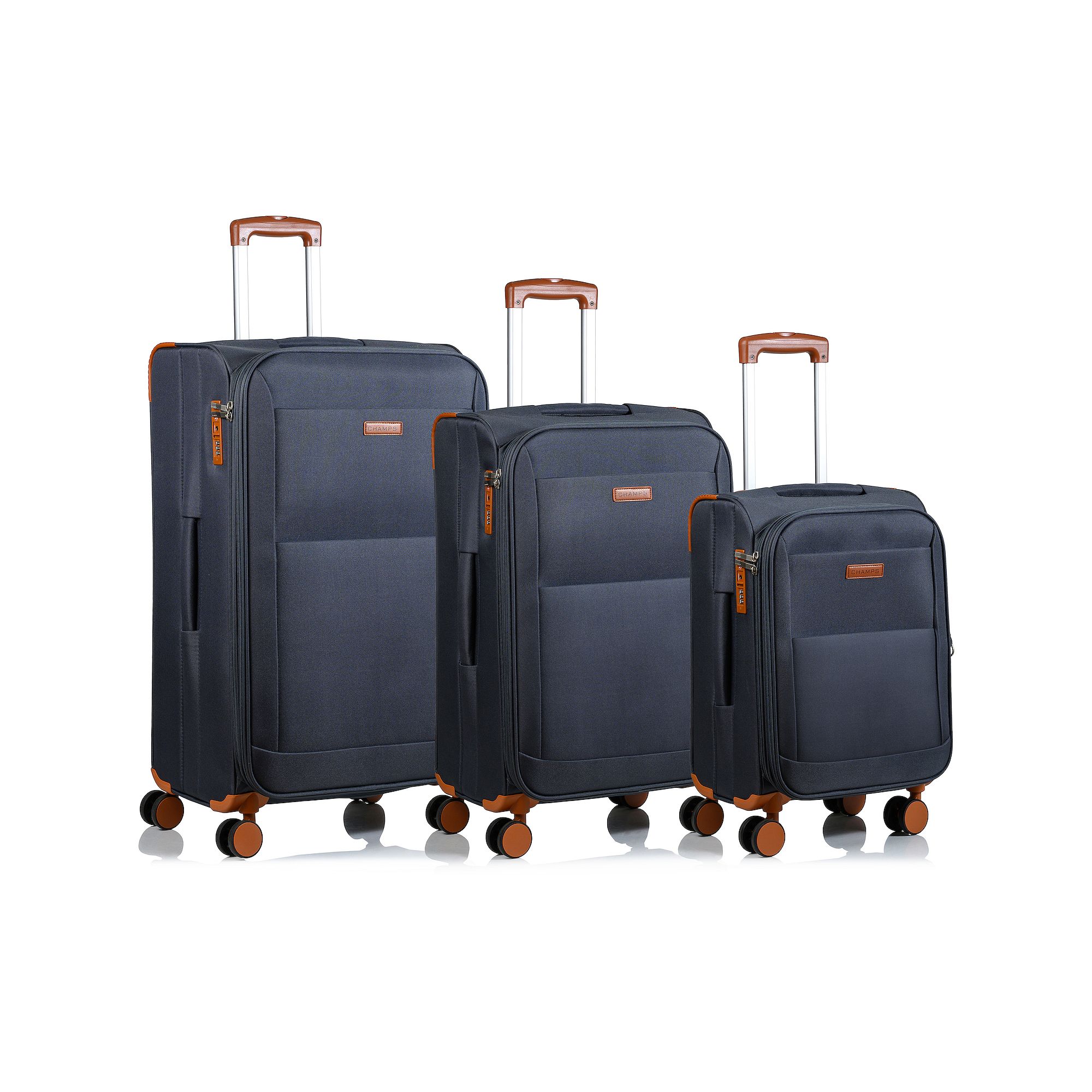 Champs Classic Collection 3-Piece Softside Spinner Luggage Set, Gray
