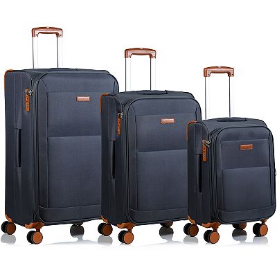 Champs Classic 3 Piece Softside Luggage Set Navy