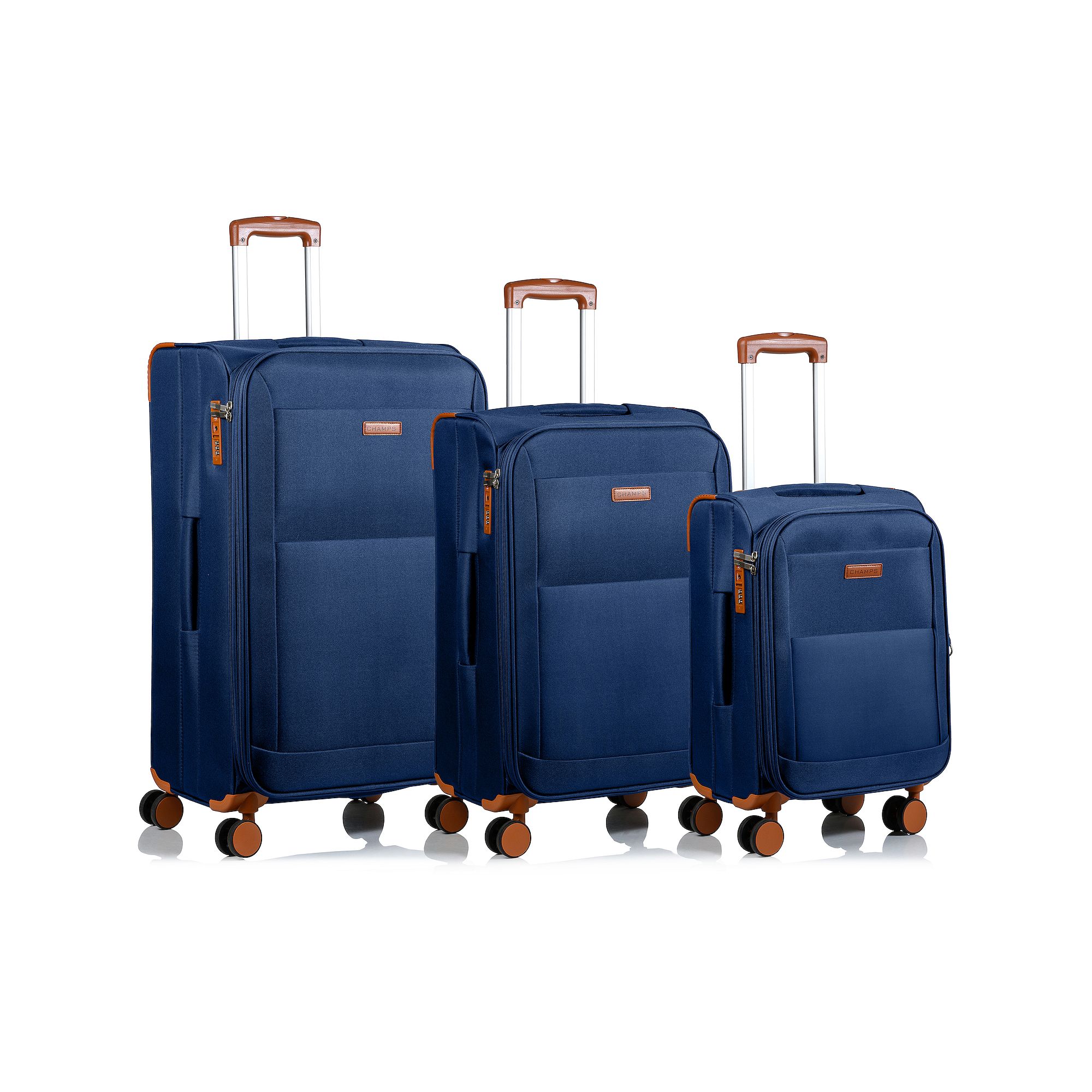 Champs Classic Collection 3-Piece Softside Spinner Luggage Set, Blue