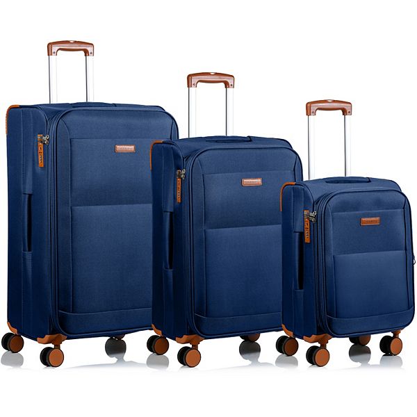 CHAMPS Classic 28 in.,24 in., 20 in. Navy Softside Luggage Set with Spinner Wheels (3-Piece)