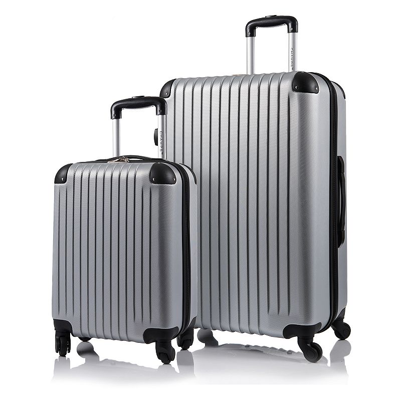 Champs Tourist Collection 2-Piece Hardside Spinner Luggage Set, Silver, 2 P