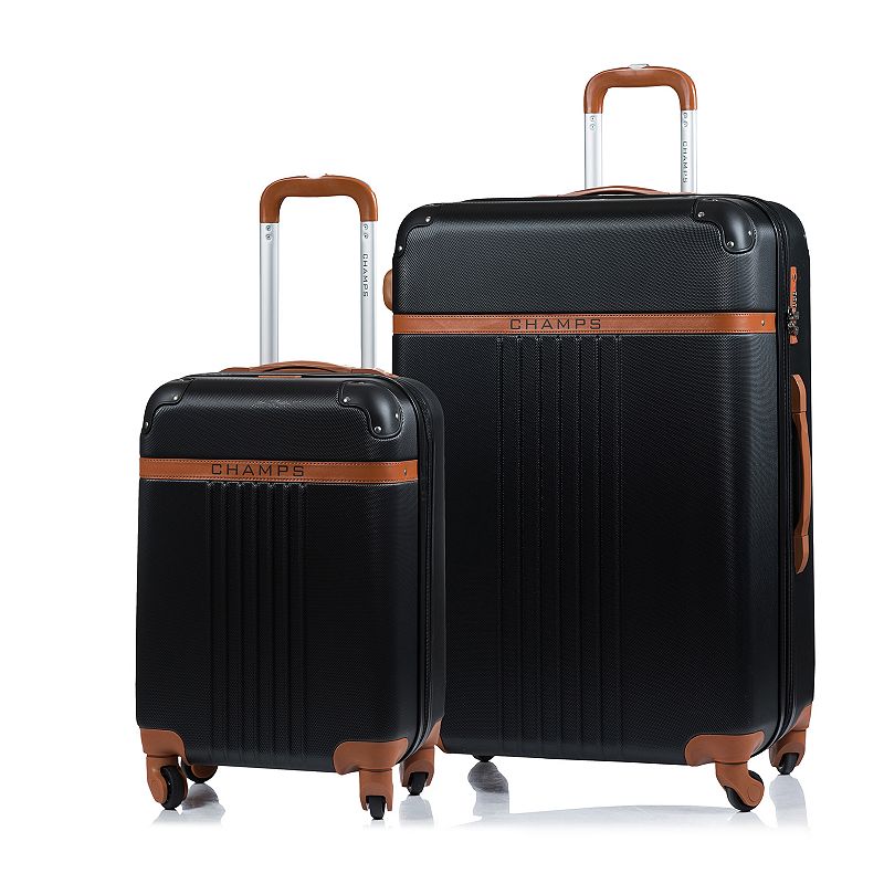 Champs Vintage Collection 2-Piece Hardside Spinner Luggage Set, Black, 2 Pc