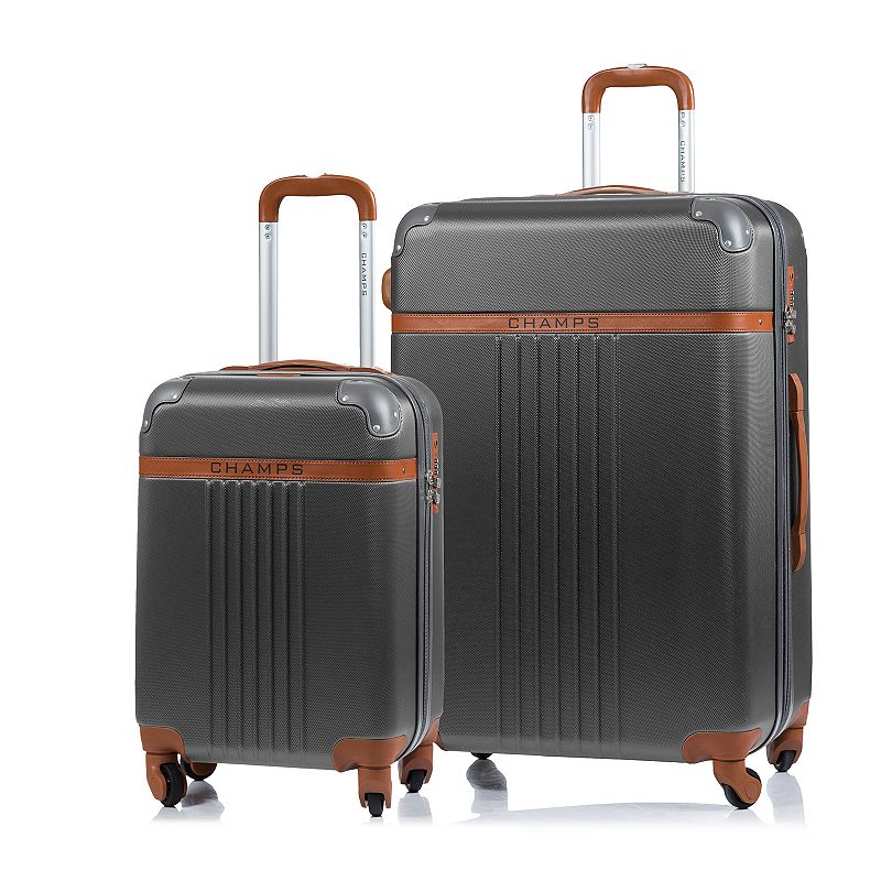 Champs Vintage Collection 2-Piece Hardside Spinner Luggage Set, Silver, 2 P