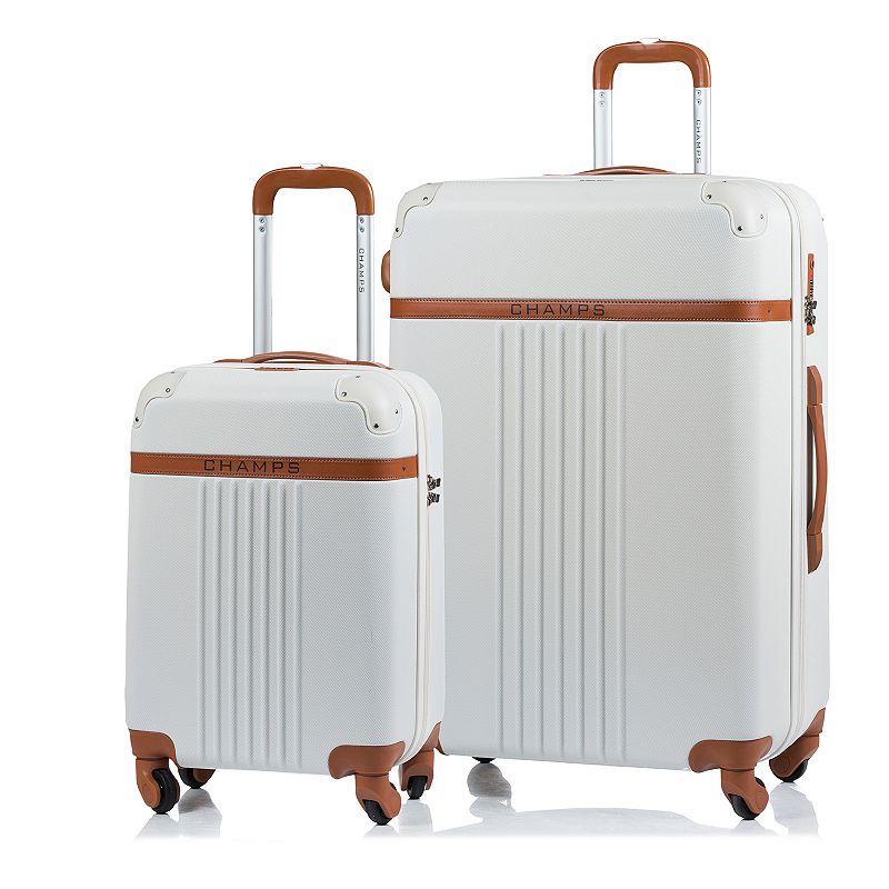 Champs Vintage Collection 2-Piece Hardside Spinner Luggage Set, White, 2 Pc