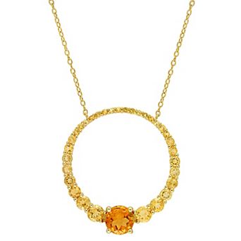 Stella Grace 18k Gold Over Silver Madeira Citrine & Citrine Graduated Open Circle Pendant Necklace