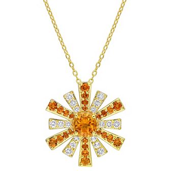 Stella Grace 18k Gold Over Silver Madeira Citrine & White Topaz Starburst Pendant Necklace