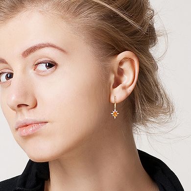 Stella Grace 18k Gold Over Silver Madeira Citrine & White Topaz Drop Leverback Earrings