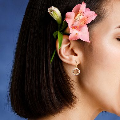 Stella Grace 18k Gold Over Silver Citrine, Madeira Citrine & White Topaz Circle Drop Leverback Earrings