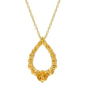Stella Grace 18k Gold Over Silver Madeira Citrine, Honey Citrine & Citrine Graduated Teardrop Pendant Necklace