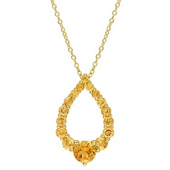 Stella Grace 18k Gold Over Silver Madeira Citrine, Honey Citrine & Citrine Graduated Teardrop Pendant Necklace