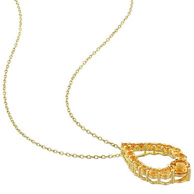 Stella Grace 18k Gold Over Silver Madeira Citrine, Honey Citrine & Citrine Graduated Teardrop Pendant Necklace