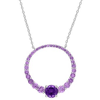 Stella Grace Sterling Silver African Amethyst & Amethyst Circle of Life Pendant Necklace