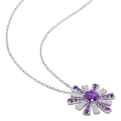 Stella Grace African Amethyst & White Topaz Starburst Pendant Necklace