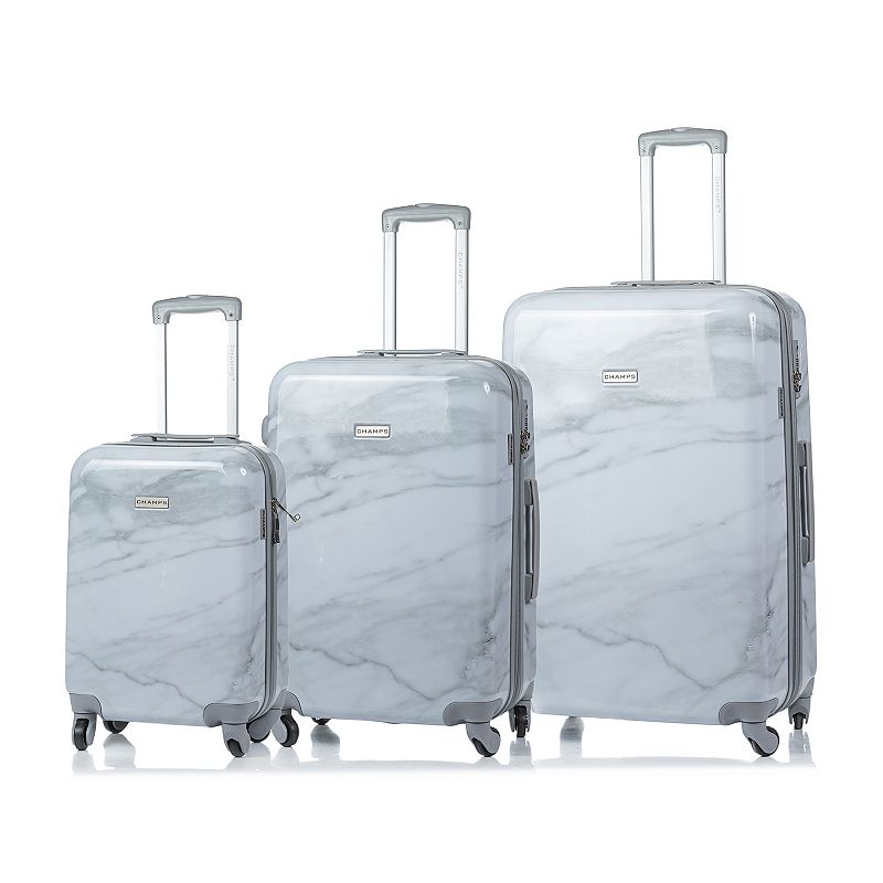 Champs Carrera Collection 3-Piece Hardside Spinner Luggage Set, White, 3 Pc