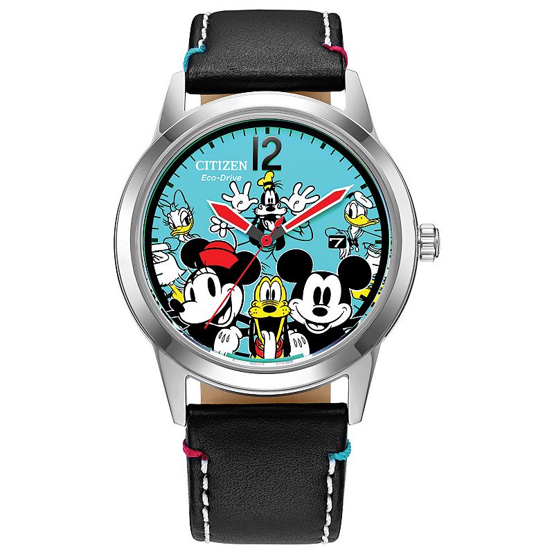 Disney's Mickey Mouse & Friends Unisex Eco-Drive Black Leather Watch by Citizen - AW1235-06W, Men's, Size: Large