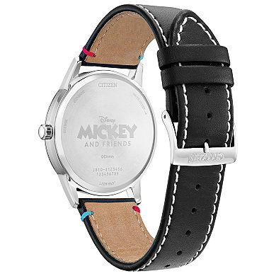 Disney's Mickey Mouse & Friends Unisex Eco-Drive Black Leather Watch by Citizen - AW1235-06W