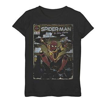 Girls 7-16 Marvel Spider-Man No Way Home Distressed Comic Book Cover Graphic Tee