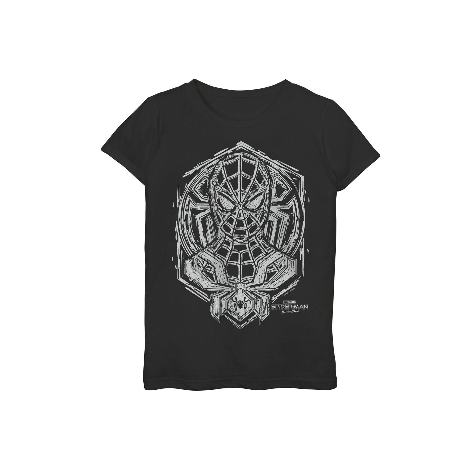 Girls 7-16 Marvel Spider-Man No Way Home Sketch Bust Portrait Graphic Tee, 